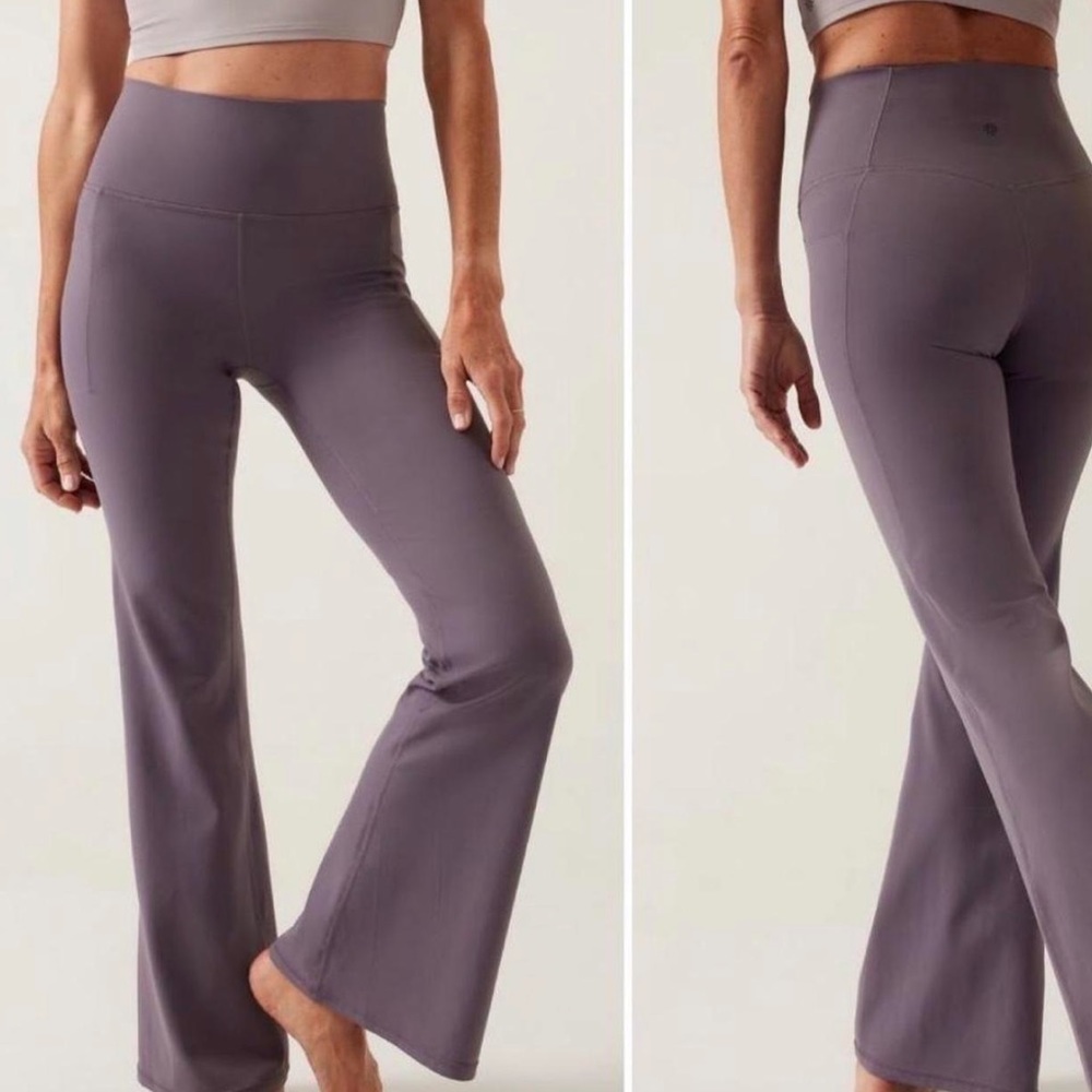 Dusty purple Athleta salutation stash pocket flare leggings yoga pants